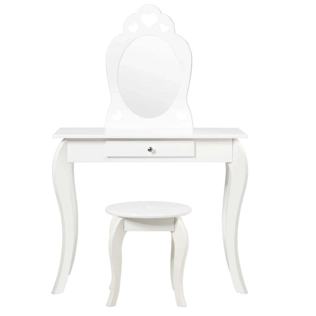 Toeletta per bambini con specchio rimovibile 70 x 34 x 105 cm design versatile finitura pino MDF bianco 20_0020030