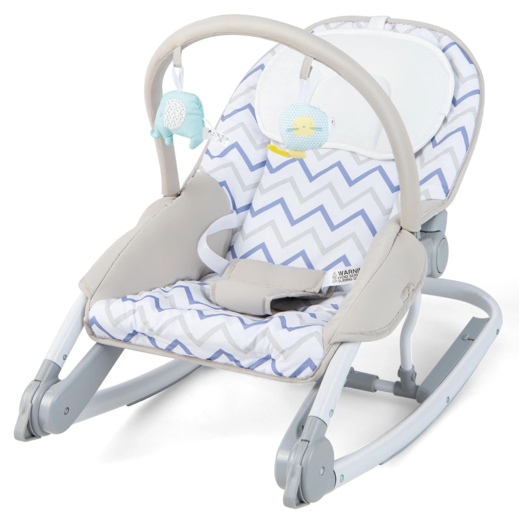 Sdraietta per bambini 2-in-1 con schienale regolabile a 3 livelli e seduta in tessuto removibile, Sdraietta portatile Grigio-Sdraiette e dondoli