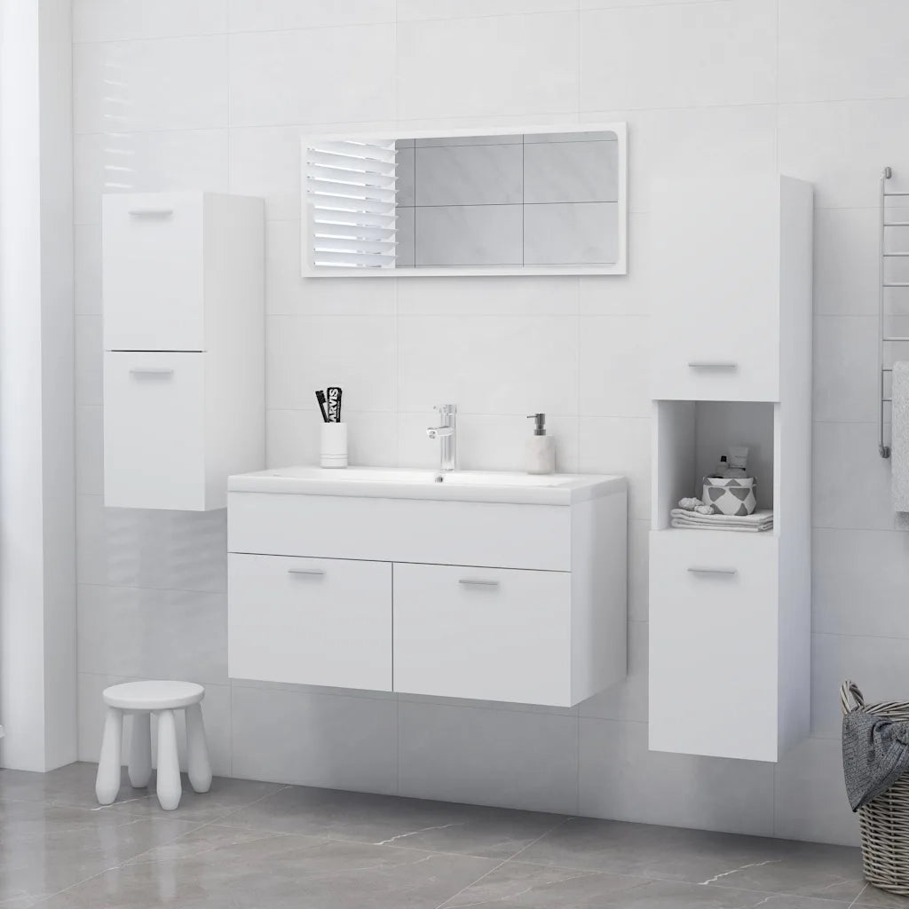 Armadio da Bagno Bianco 30x30x80 cm in Legno Multistrato