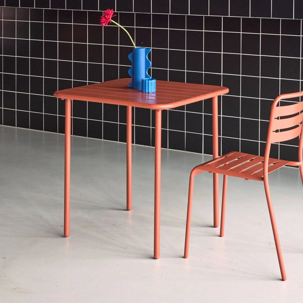 Tavolo da giardino in metallo 2 posti, 70cm, terracotta