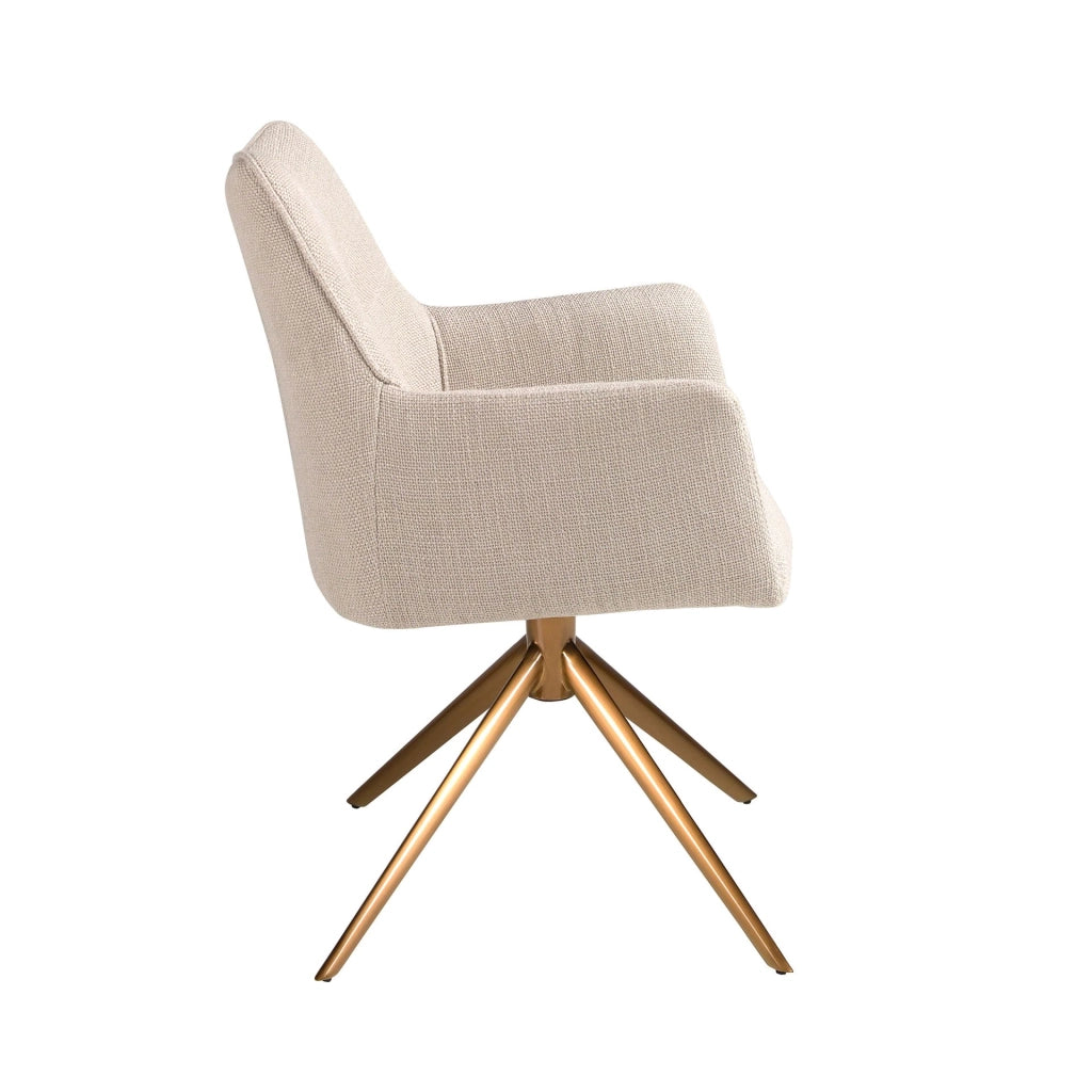 Sedia girevole in tessuto crema