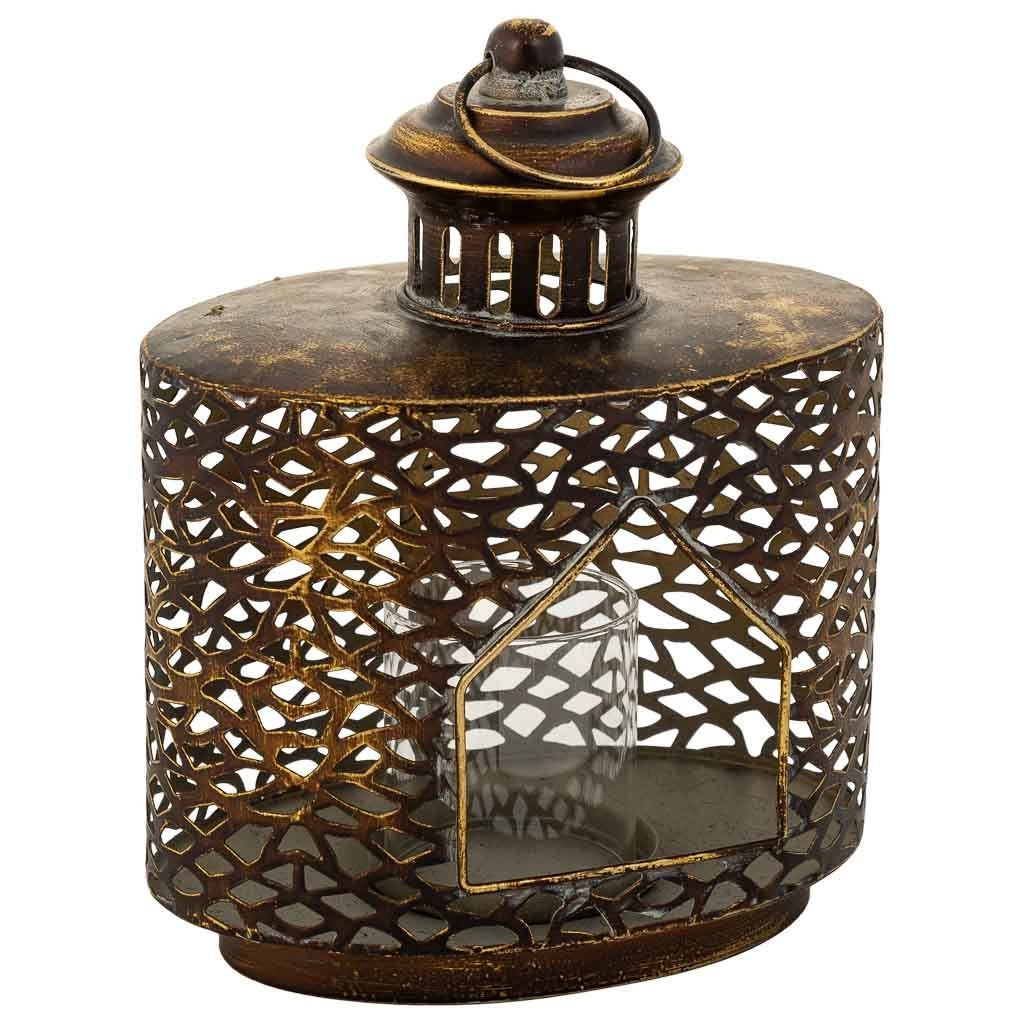 Portacandele in metallo marrone 21,5x13,5x26h cm