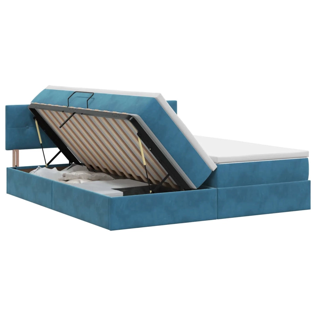 Letto con Contenitore con testiera 2 pz Blu Scuro 3458953