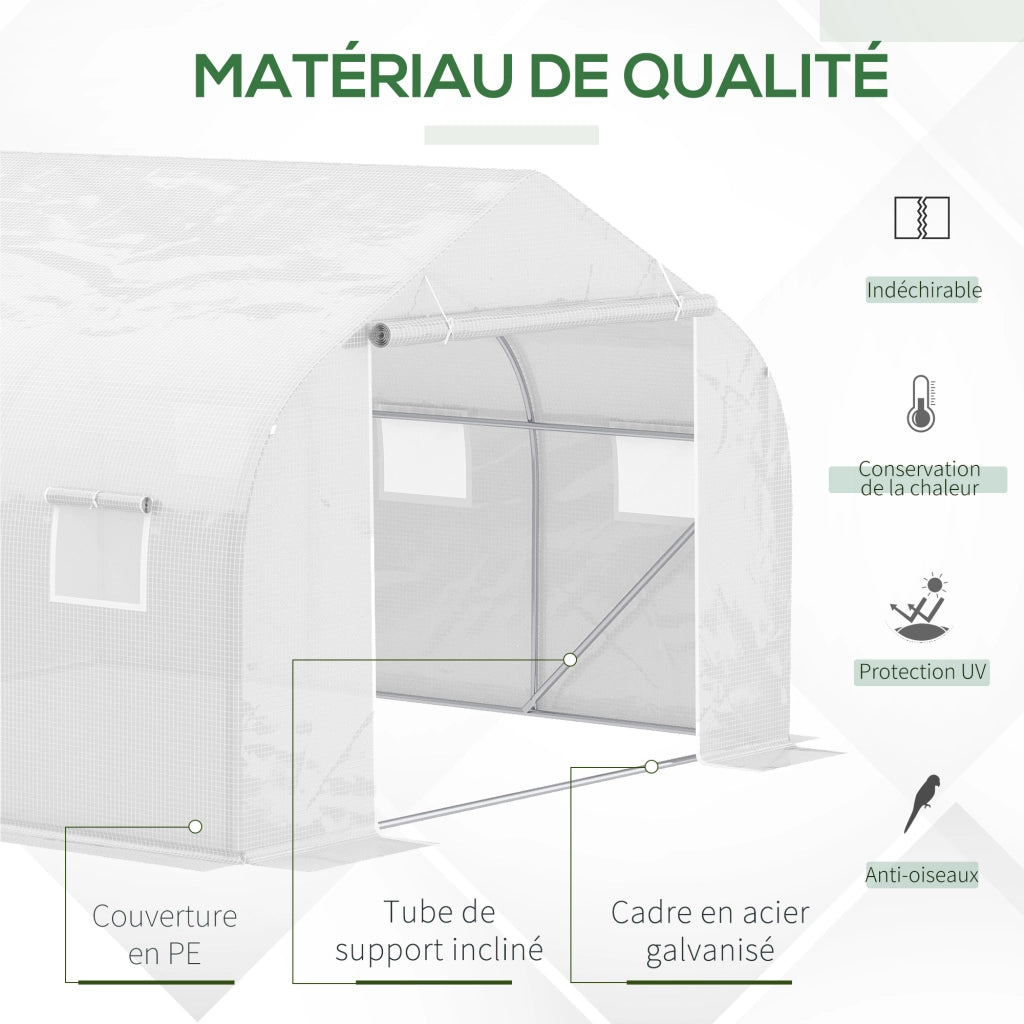 Serra Tunnel da Giardino ¨C zephmum ¨C Bianco Acciaio Galvanizzato 3.5x3x2 m
