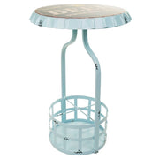 Tavolo portabottiglie in metallo blu 42x42x60h