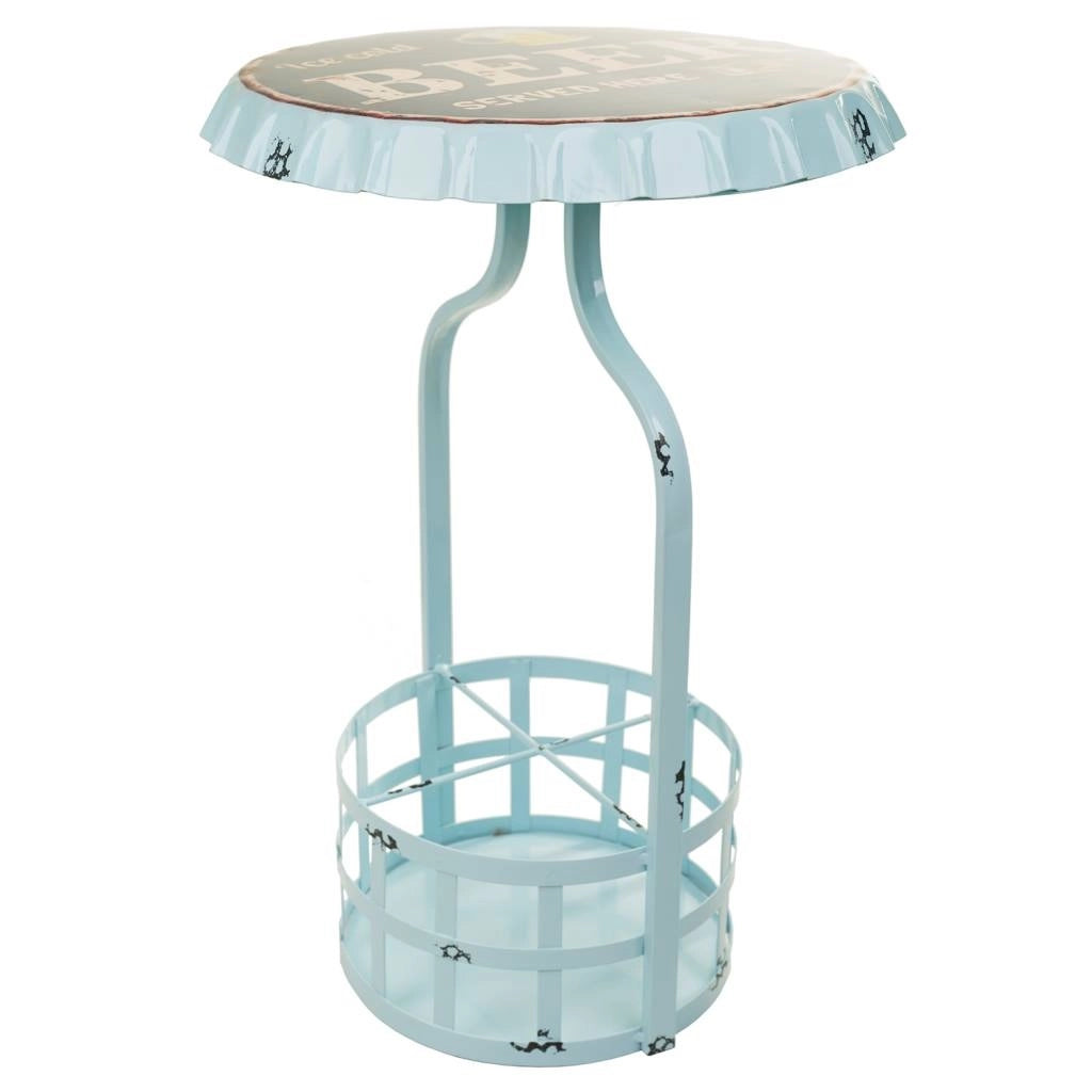 Tavolo portabottiglie in metallo blu 42x42x60h
