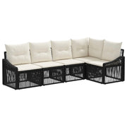Set Divano da Giardino 5 pcs Nero polyrattan 3436003