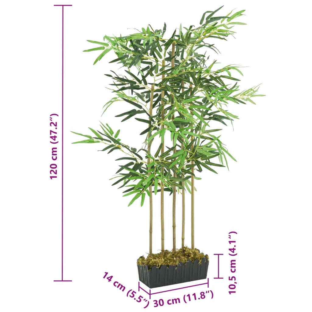Albero Bambù Artificiale 730 Foglie 120 cm Verde 358989