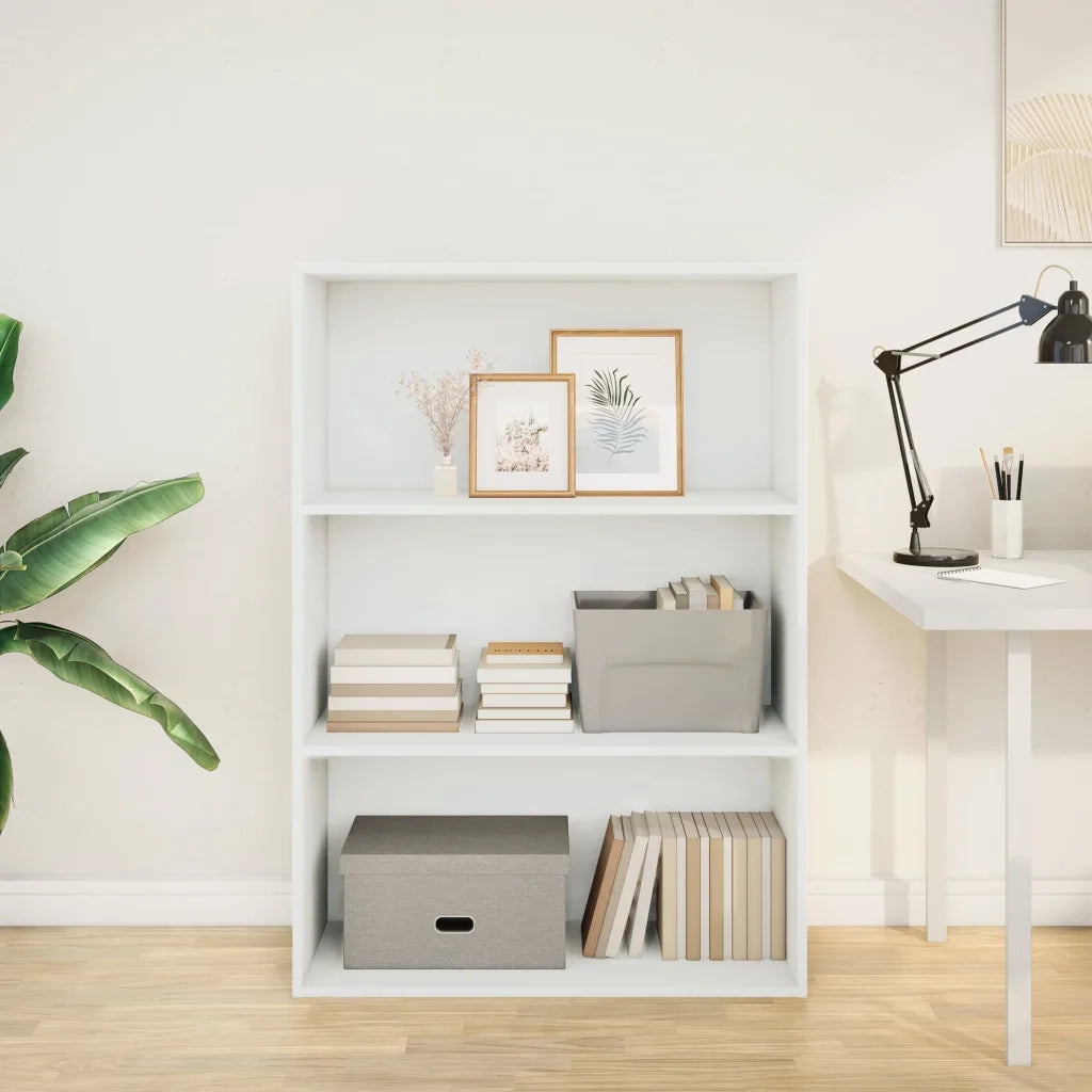 Libreria-Scaffale per Libri-Mobile di Stoccaggio Bianca 80x30x114 cm in Legno Multistrato