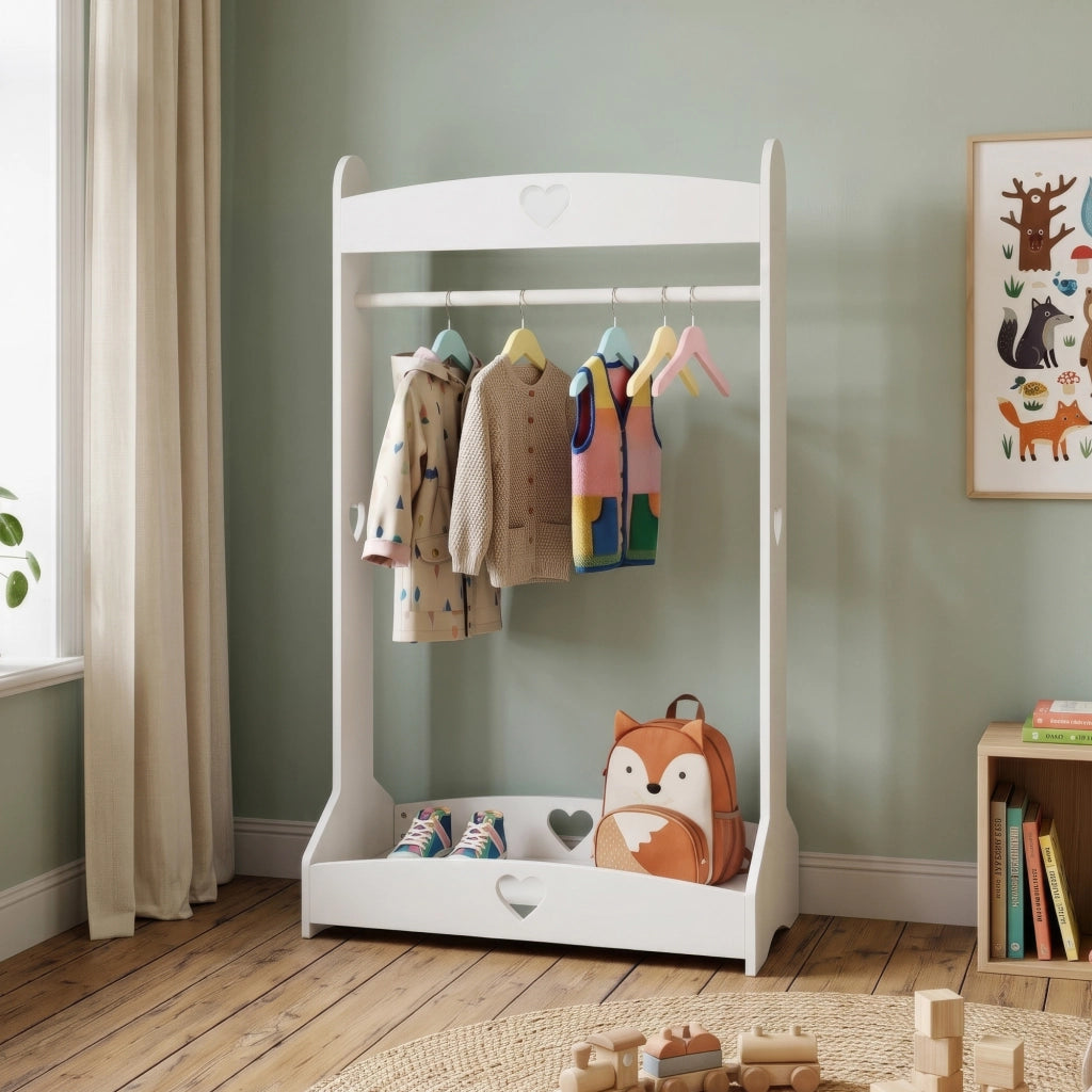 Appendiabiti da Terra Haandsvanssad per Cameretta 126x73x43 cm - Bianco [en.casa]