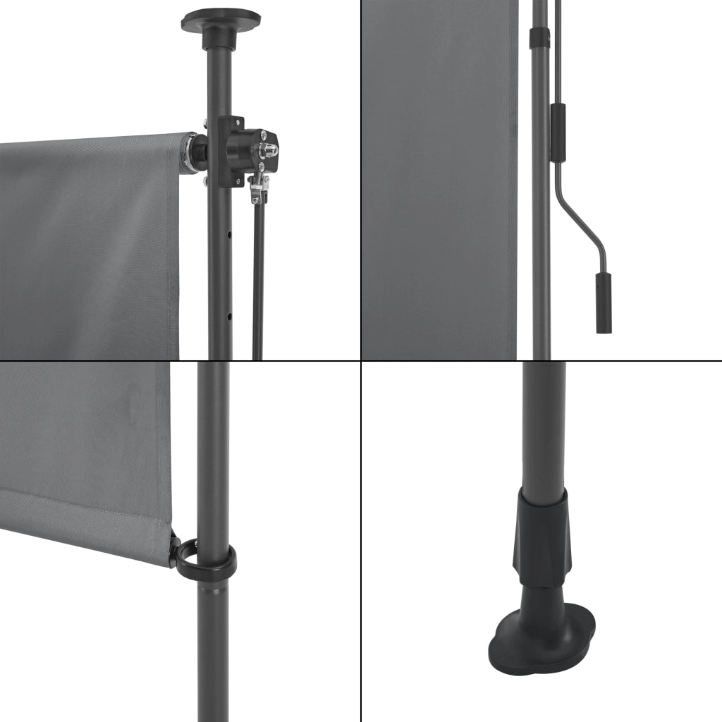 Schermo Verticale Cimarra da Balcone con Pali Telescopici Tenda Parasole Larga 200 cm Grigio Scuro pro.tec