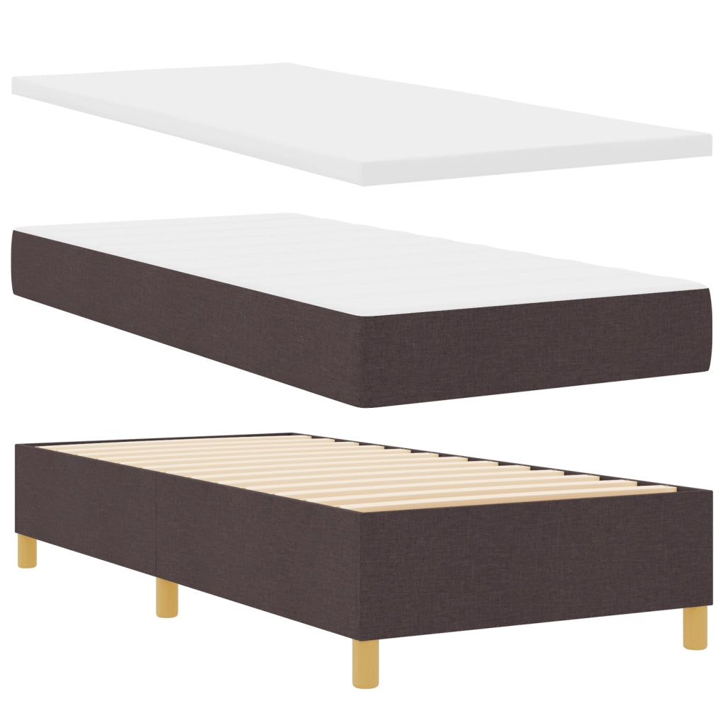 Letto Box Spring con Materasso e LED Marrone Scuro 100x200 cm Tessuto