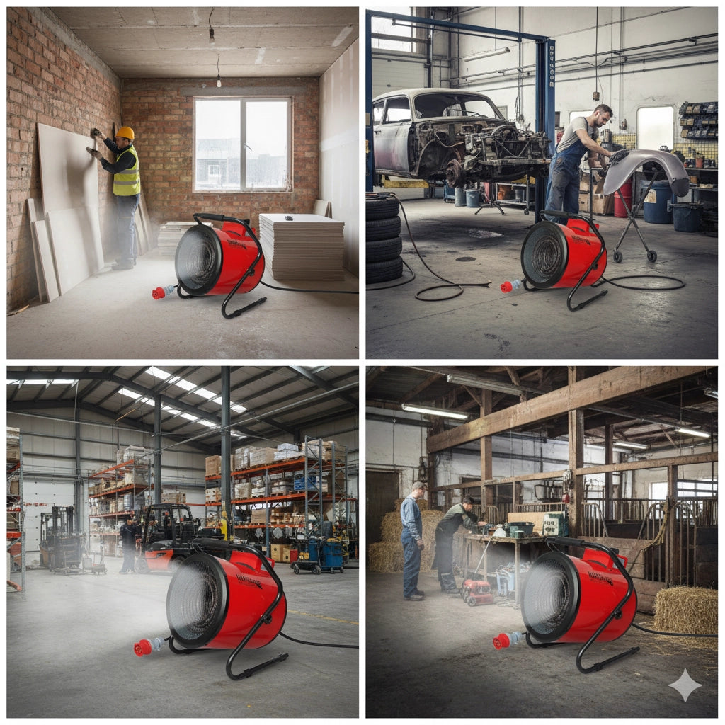 Generatore di Aria Calda 9000W Riscaldatore Elettrico Industriale Rosso
