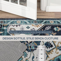 Tappeto Boho Antiscivolo e Lavabile 230x160 cm a Pelo Corto in Effetto Cashmere Blu