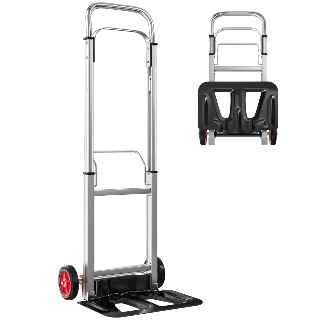 Carrello Pieghevole in Alluminio con Ruote ¨C zephmum ¨C Colore Argento e Nero 40x41x108 cm