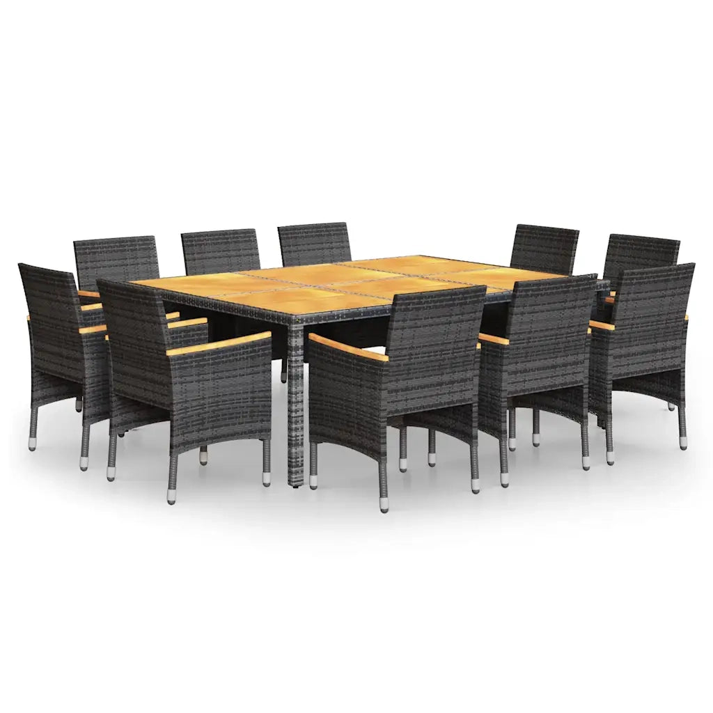 Set Pranzo da Giardino 11pz in Polyrattan Grigio 3058571