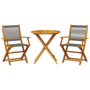 Set da Bistrot 3pz | Set Salotto da Giardino Grigio in Polipropilene e Legno Massello