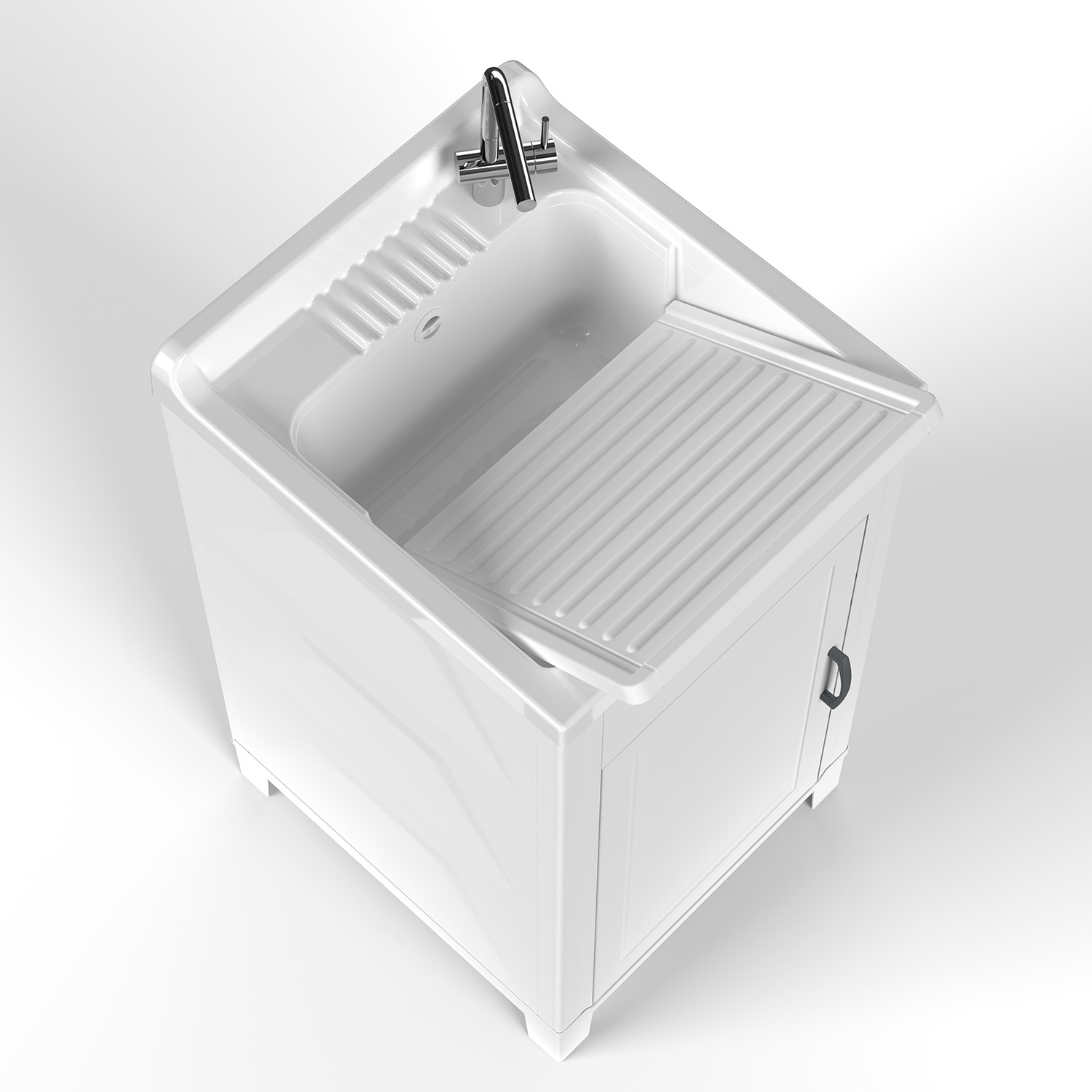 Mobile Lavatoio 45x50x85 cm 1 Anta in Resina Bianco