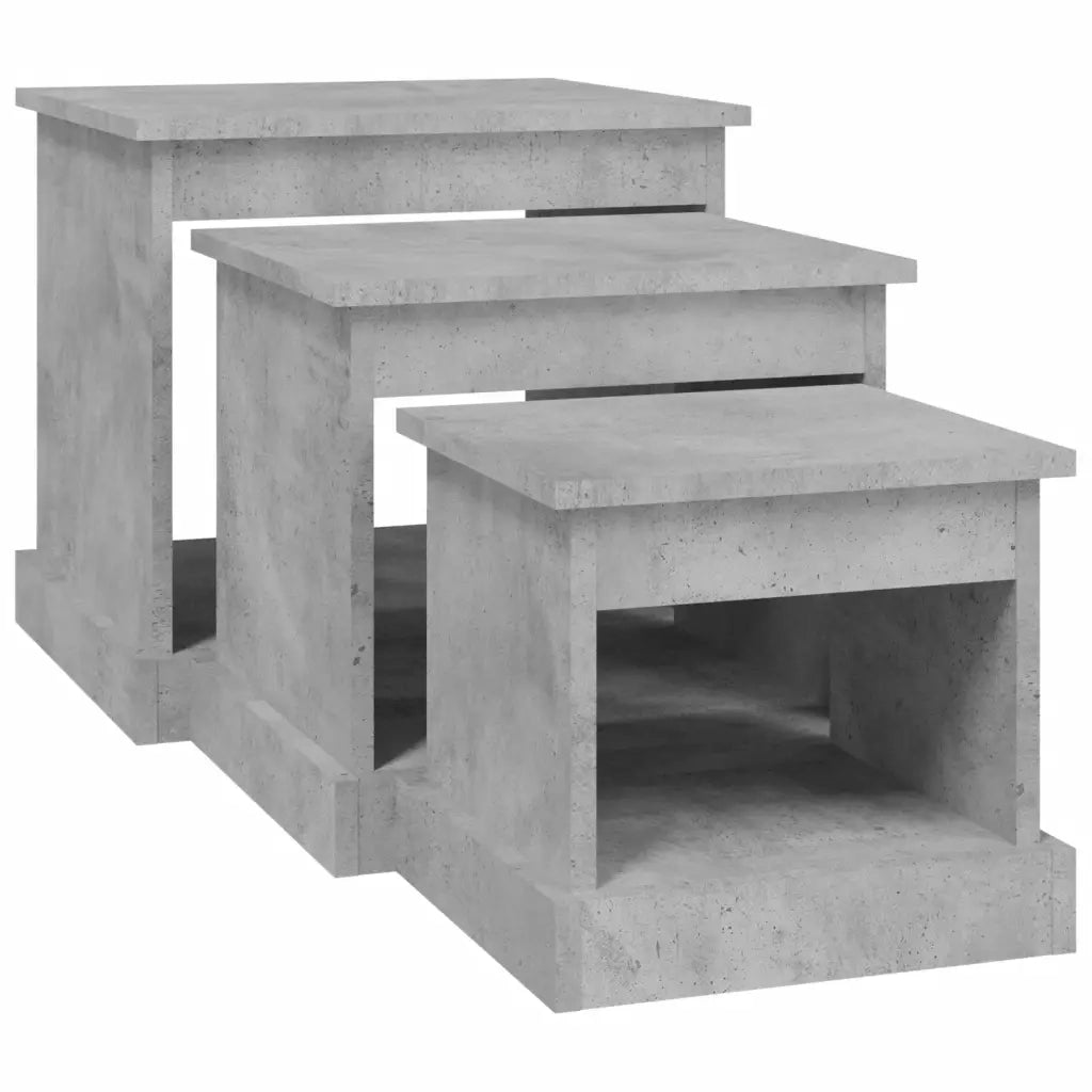 3 pz Tavolini da salotto | Tavolino da caff¨¨ | Tavolino da Soggiorno Grigio Cemento in Legno Multistrato