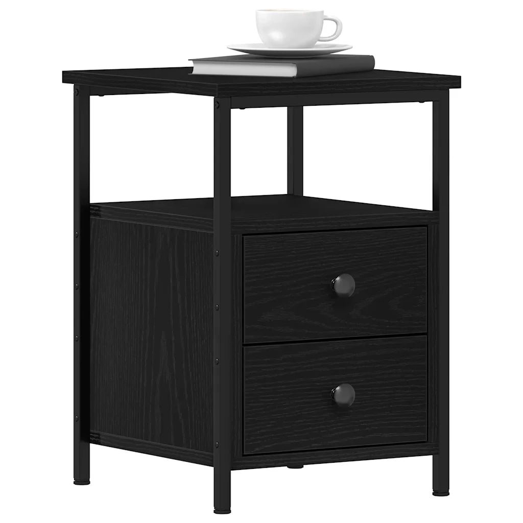 Comodino Rovere Nero 34x35,5x50 cm in Legno Multistrato 862137