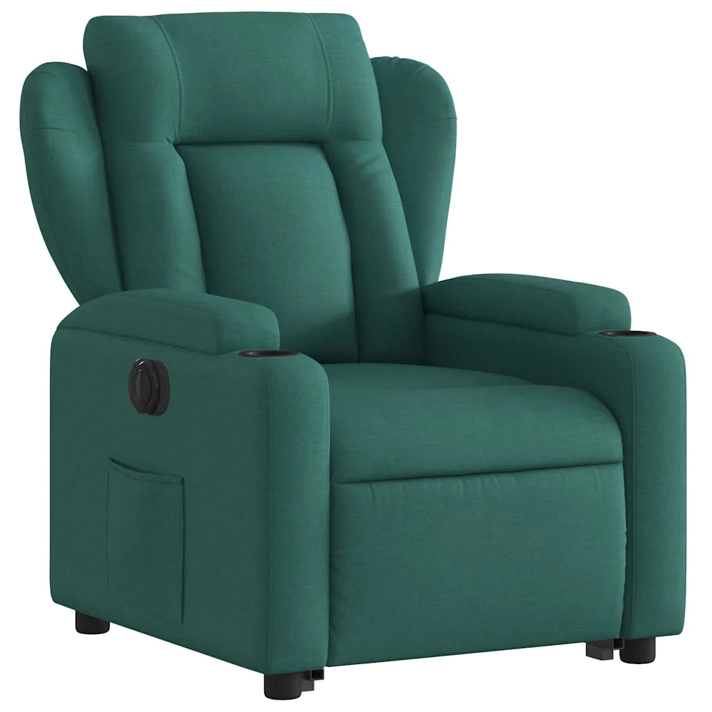 Poltrona Alzapersona Reclinabile Elettrica Verde Scuro Tessuto 3204512