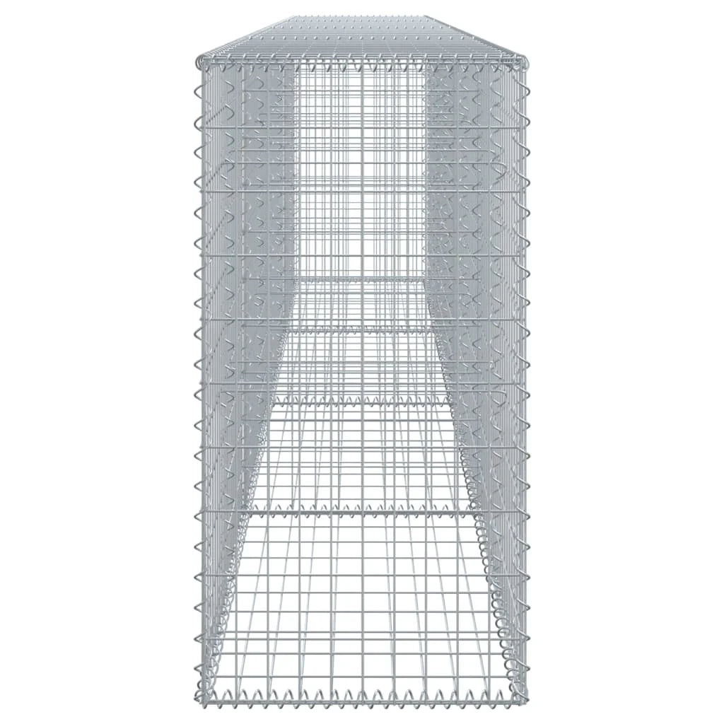 Gabbione recinto a gabbia muro di contenimento con coperchio 400 x 50 x 100 cm ferro zincato argento 02_0040163