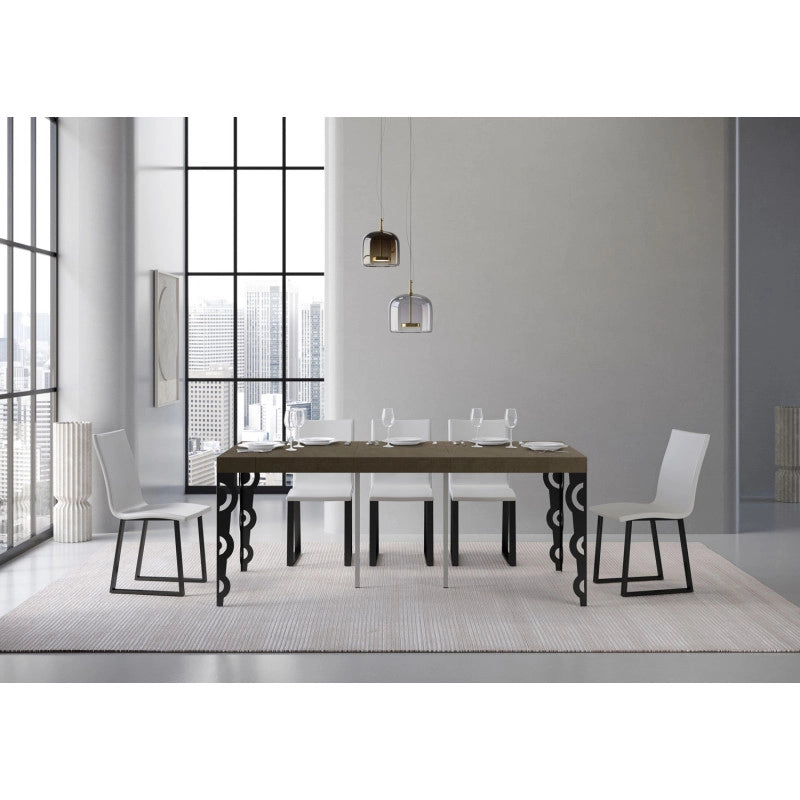 Consolle allungabile 90x40/300 cm Karamay Premium telaio Antracite - Tortora