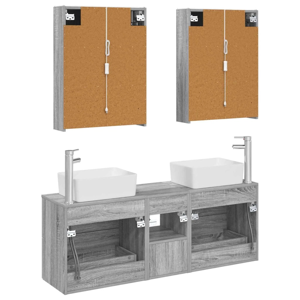 Set di mobili per il bagno 5 pcs Sonoma grigio 3406852