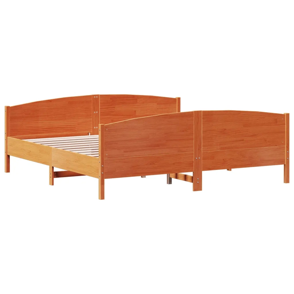 Giroletto senza Materasso Marrone Cera 200x200 cm Legno di Pino 3216163