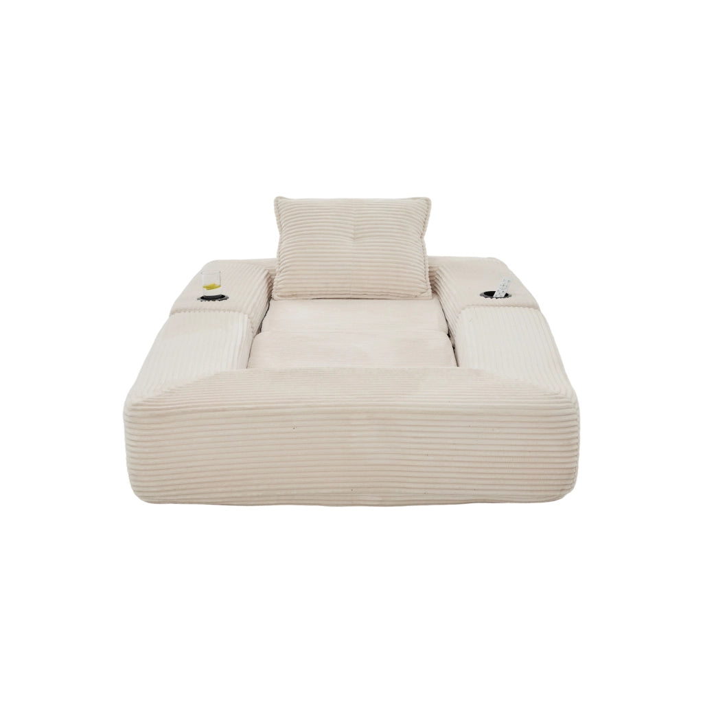 Divano Letto Pieghevole ¨C MINIMAL ¨C Tessuto a Coste, Schiuma Alta Densit¨¤, Bracciolo con Zip