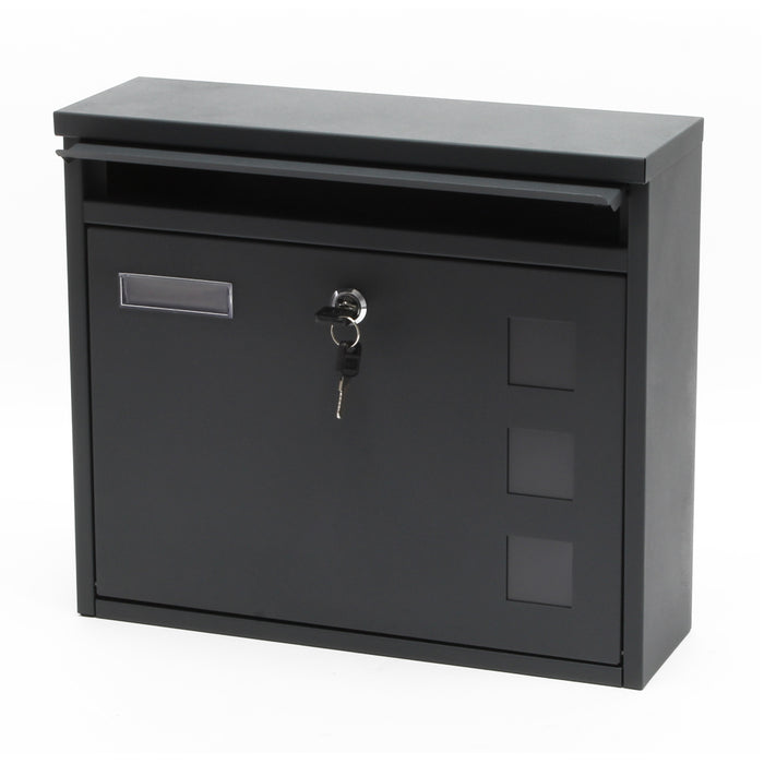 Cassetta postale singola V12 in acciaio verniciato a polvere antracite con finestrelle e vetrino portanome