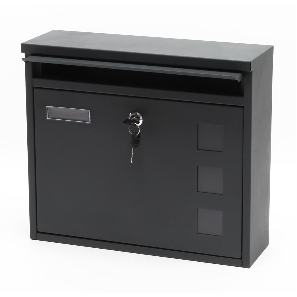 Cassetta postale singola V12 in acciaio verniciato a polvere antracite con finestrelle e vetrino portanome