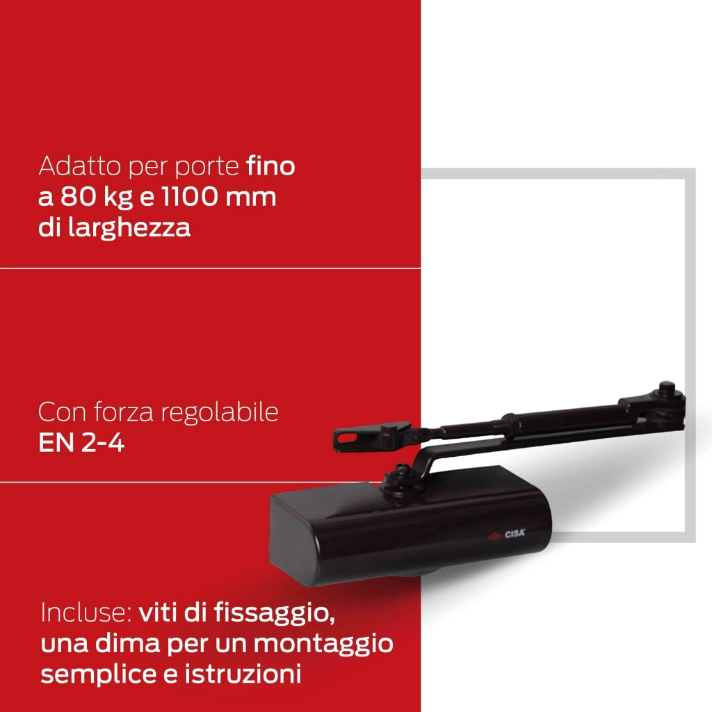 CHIUDIPORTA AEREI MULTIFORZA CON ARRESTO C1416  nero 090 (C141603090)    CISA
