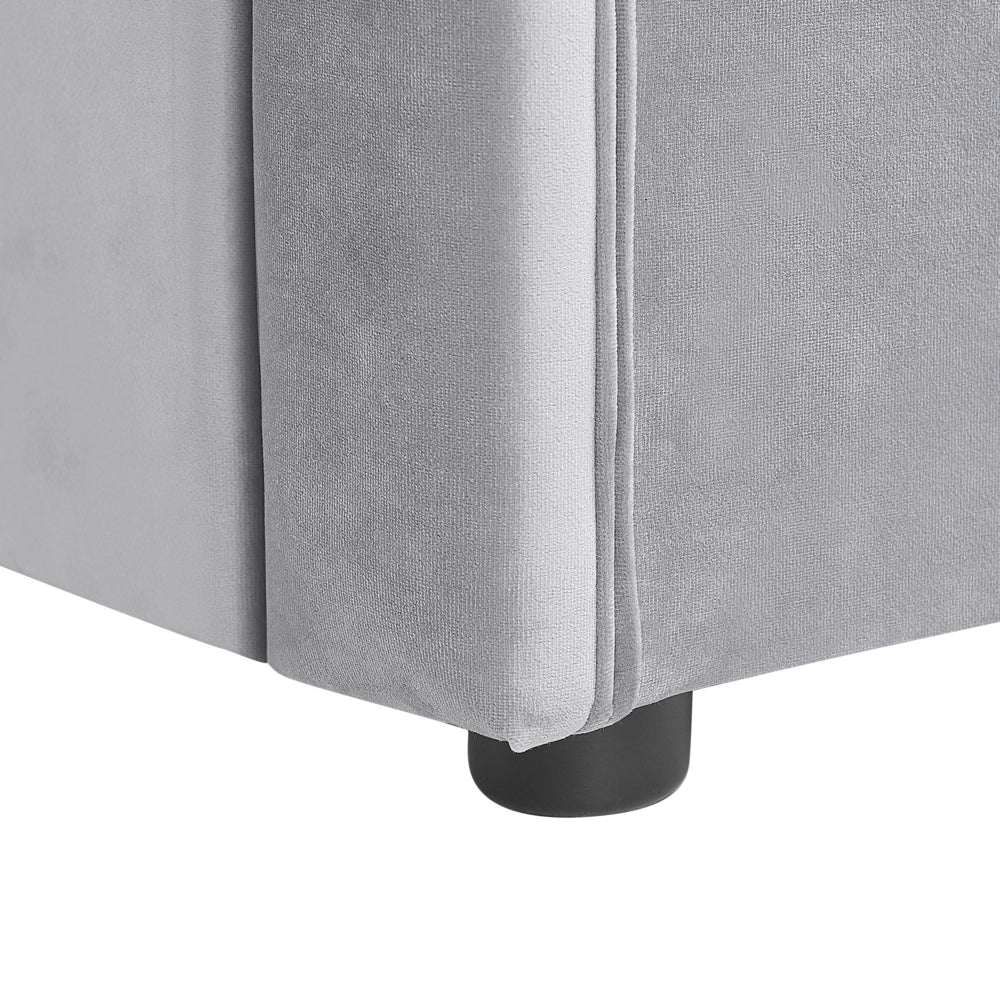 Letto singolo con letto estraibile 90 x 200 cm in Velluto grigio con Rete a Doghe