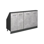 Mobile cucina sottotetto R-Line Calcestruzzo/Antracite 140 cm Set di 2 Vicco
