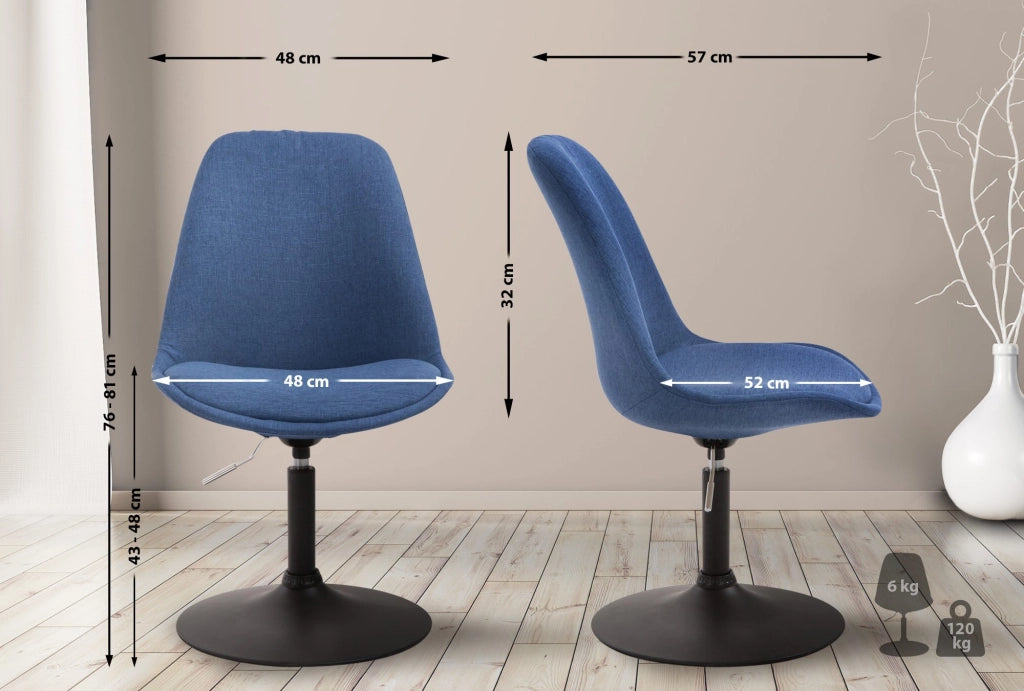 Sedia da pranzo MAVERICK in tessuto blu,nero