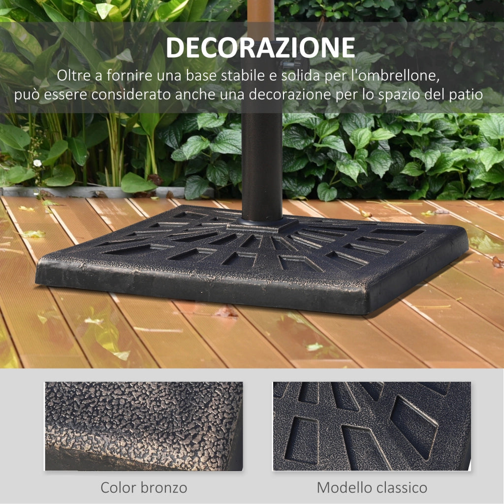 Base per Ombrellone Quadrata in Resina per Pali da ?3.8/4.8cm. 47x47x32cm