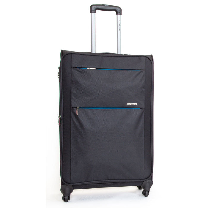 Trolley Valigia Grande Morbida in Poliestere 4 Ruote TSA Ravizzoni Acqua Nero