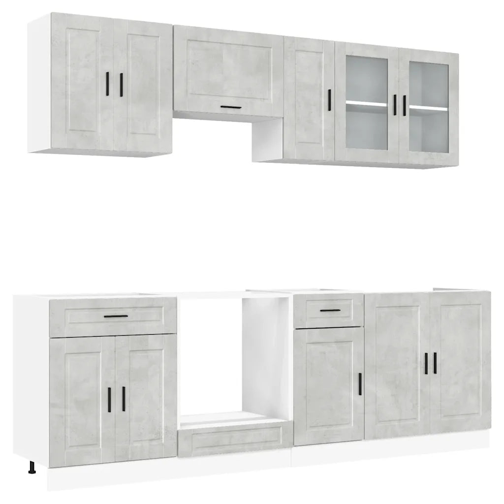 Set Mobili da Cucina 8 pz Kalmar Grigio Cemento in Truciolato