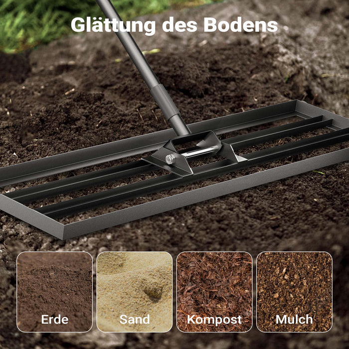 Rastrello livellatore in alluminio 75 x 25 cm, per livellamento e sabbiatura di terreni prati