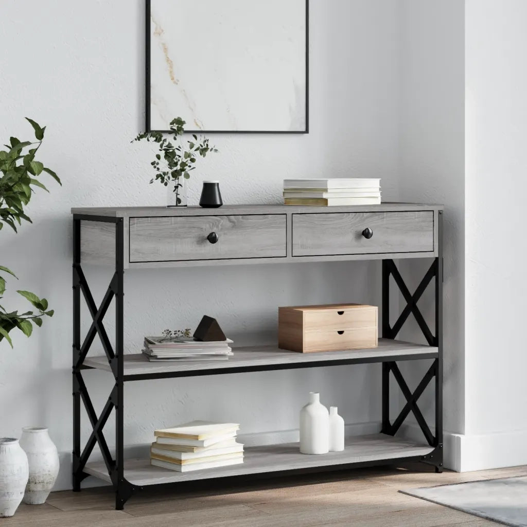 Tavolo Consolle | Tavolo d'Ingresso Grigio Sonoma 100x28x75 cm in Legno Multistrato