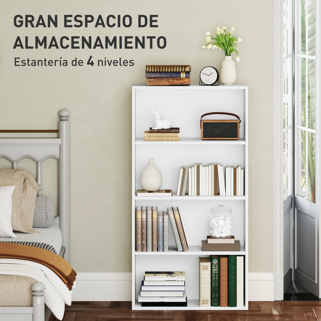 Libreria con ripiani regolabili e sistema antivolco ¨C zephmum ¨C 60x24x115,5 cm bianco