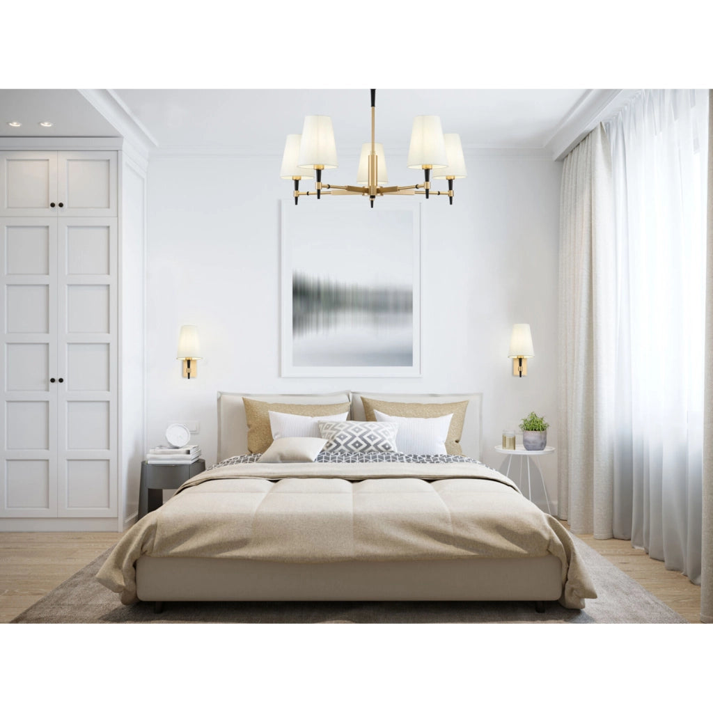 Maytoni Lampadario contemporaneo Zaragoza 5 luci E14 ottone metallo diffusore PVC