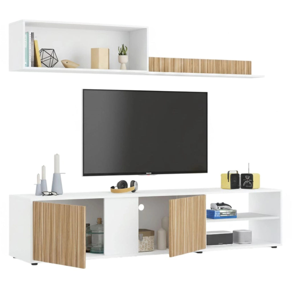 Mobile Soggiorno Agrestino, Parete Attrezzata 4 Ripiani, 180x33x40h cm Bianco