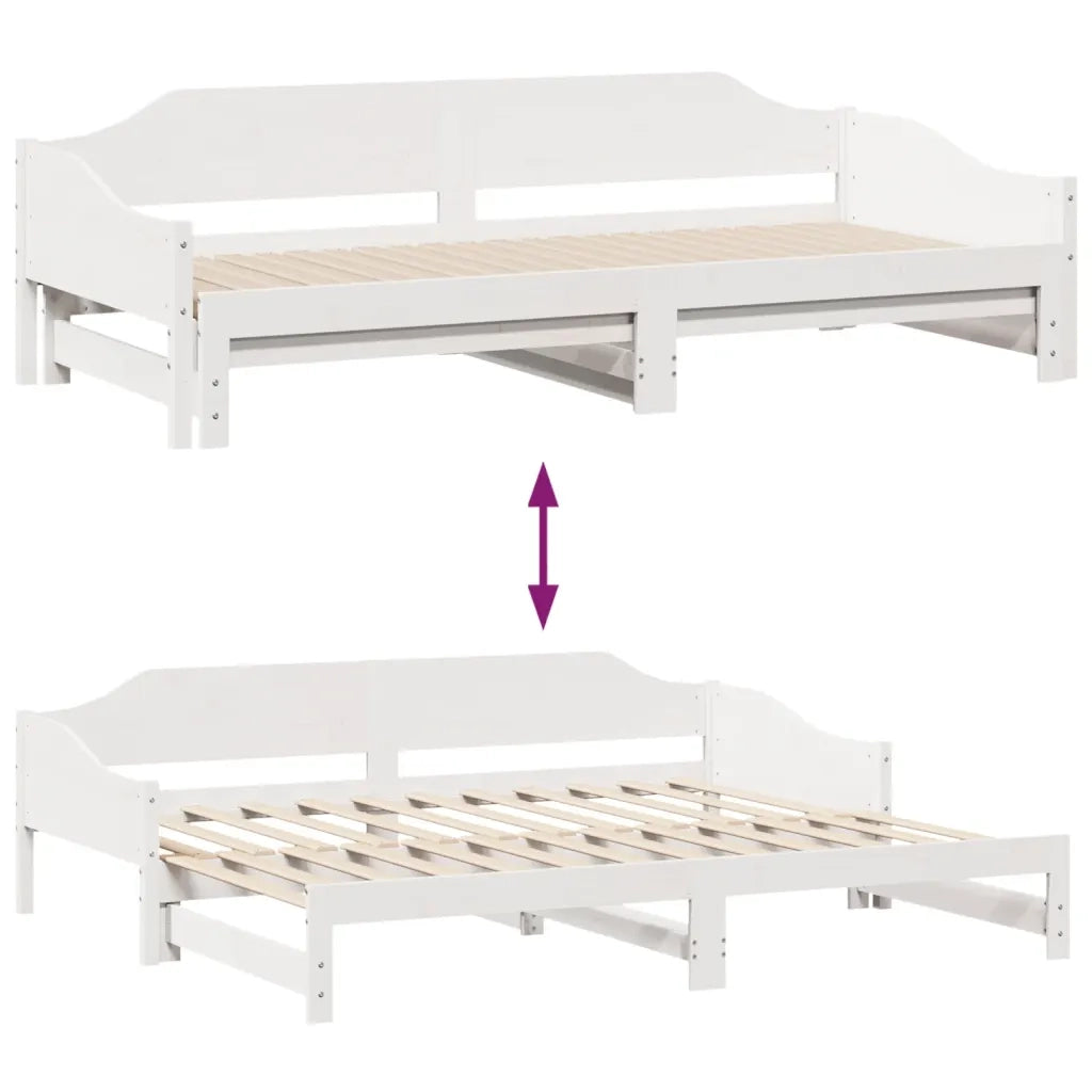 Divano Letto con Letto Estraibile Bianco 90x200cm Massello Pino 850906
