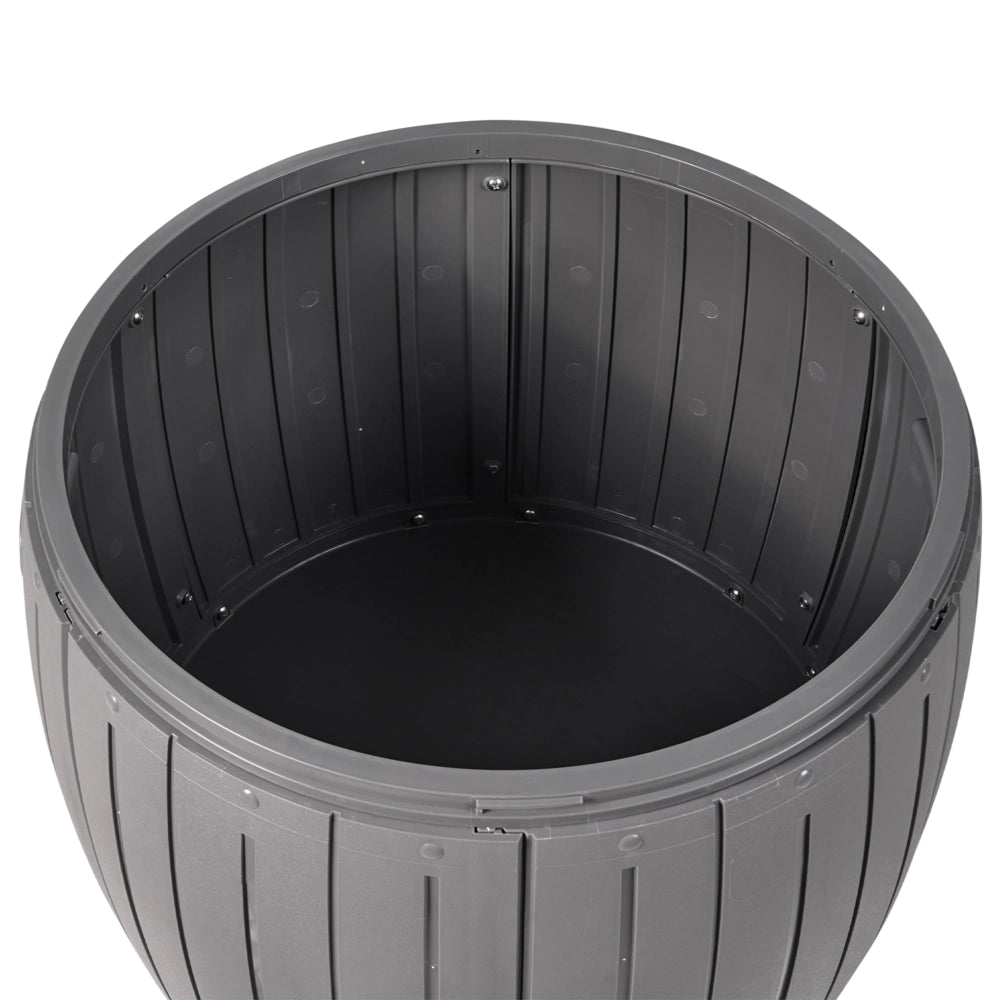 Contenitore da giardino in plastica con rotelle Grigio ⌀ 56 cm Cassetta porta attrezzi da esterno