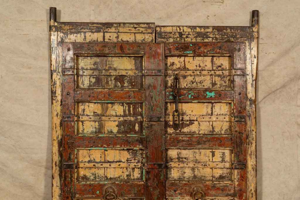 Biscottini Porta portone in legno massello e ferro da interno o da esterno vecchia e antica medievale scorrevole