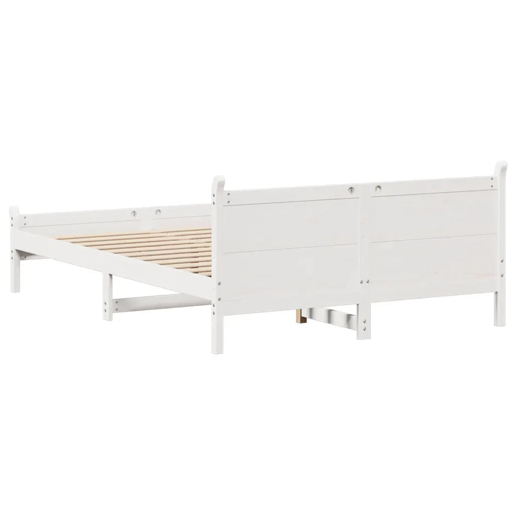 Letto senza Materasso Bianco 160x200 cm Legno Massello di Pino 855586