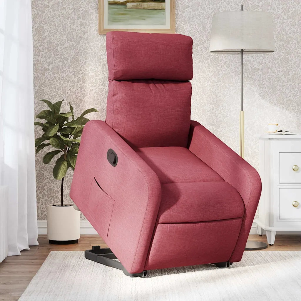Poltrona | Sedia Relax Alzapersona Reclinabile Rosso Vino in Tessuto
