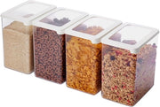 Set di 4 contenitori da 3,5L in plastica biobasata al 20% - con coperchio, BPA libero, resistente al lavastoviglie - organizzatore da cucina stivellabile - 12,5 x 18 x 20 cm
